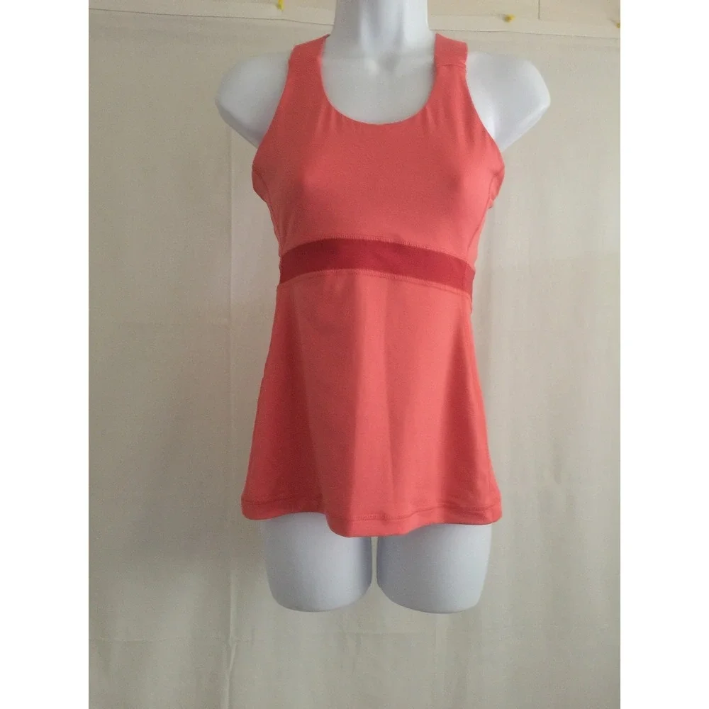 Lululemon Women's Tangerine Orange Criss Cross Back Athletic‎ Shirt Top Sz 6
